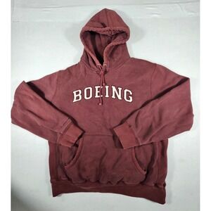 Lakeshirts Boeing Hoodie Mens Large Maroon Embroidered Pullover Sweatshirt